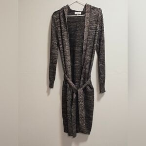 Calvin klein  hooded maxi cardigan with belt color black and gold size small